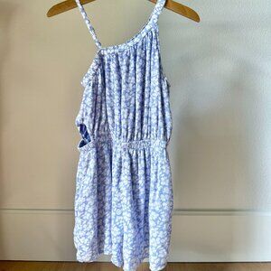ABERCROMBIE FITCH KIDS ROMPER ONESIE BLUE FLOWER FLORAL JUMPER 13 14 GAUZE LIGHT